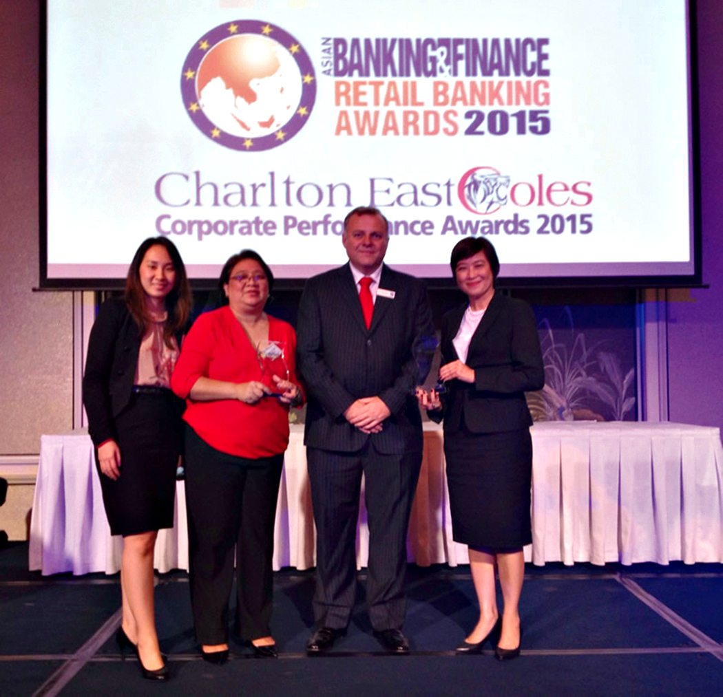 ‘MAKING DA DIFF’ IN THE REGION UnionBank HR Director Michelle Rubio, HR Services Head Pam Galoyo and Employer Branding & Communications Officer Winnie Sy attended the 2015 Asian Banking and Finance Retail Banking Awards held in Singapore and received twin honors on behalf of their 2,700 team members who continue to support the Bank’s initiatives in making the difference in the communities they serve. The Bank received the Gold Award for Corporate Social Responsibility recognizing its GoBeyond communities, and the Silver Employer Award of the Year. The Asian Banking and Finance Retail Banking Awards is a prestigious recognition that cuts across 30 Asian countries.