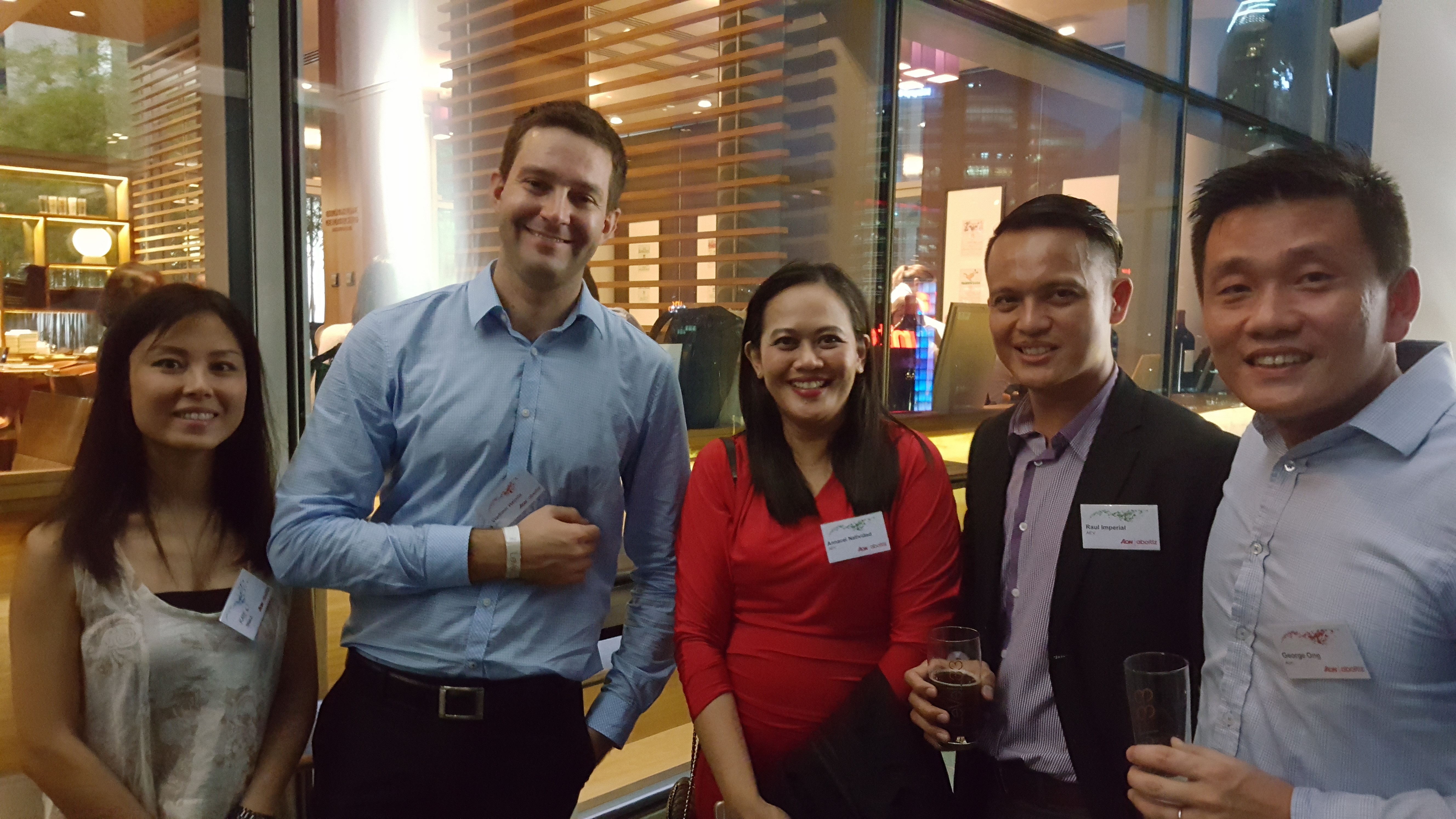 (L-R): Kate Li of Skuld, Vladimir Heinitz of Aon Singapore, Annacel Natividad of AEV, Raul Imperial, Jr., of AEV, and George Ong of Aon Singapore