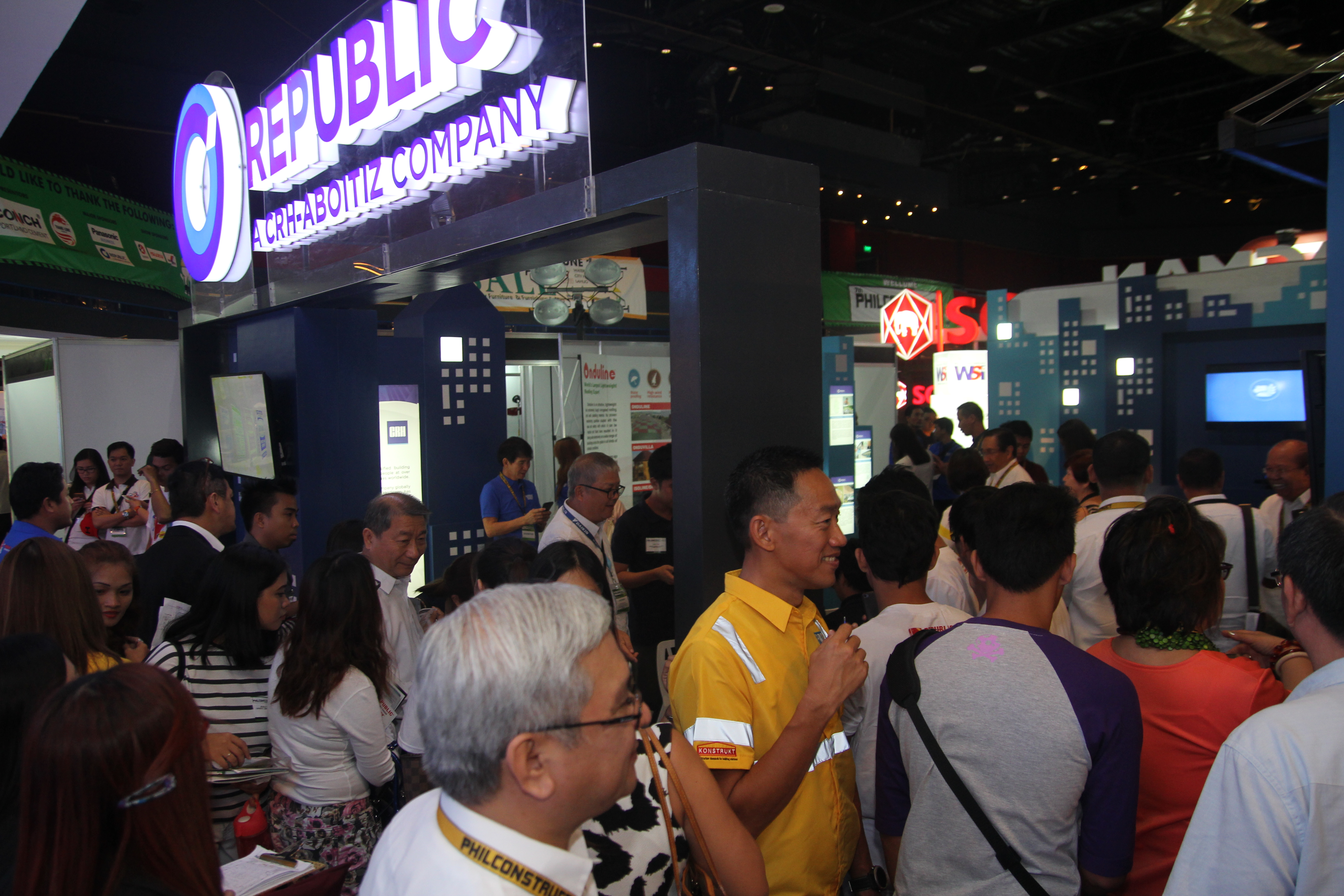 The blue Republic booth welcomes the public at the entrance of the Waterfront Conference Hall.