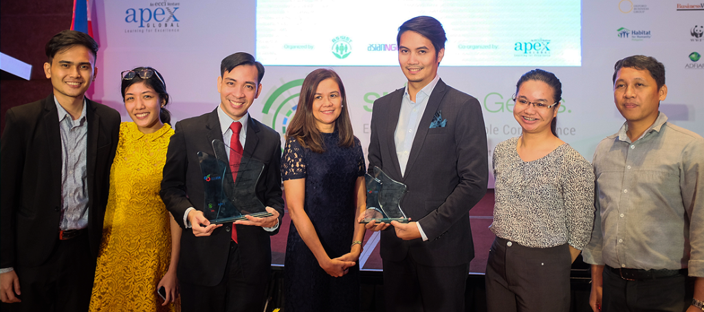 BACK-TO-BACK SUSTAINABILITY WIN. The ASEAN Corporate Sustainability Summit Awards program aims to support organizations in the process of evaluating their sustainability strategy, performance, and goals. (L-R): AEV Corporate Branding and Communication Specialist Rohj Mariano, AEV Sustainability Specialist Elina Mendoza, WeatherPhilippines Foundation General Manager Dave Michael V. Valeriano, AEV Vice President for Reputation Management Malou Marasigan, AEV Corporate Communication Manager Dave Jesus Devilles, and UnionBank Sustainability Officer Janely Bontia. 