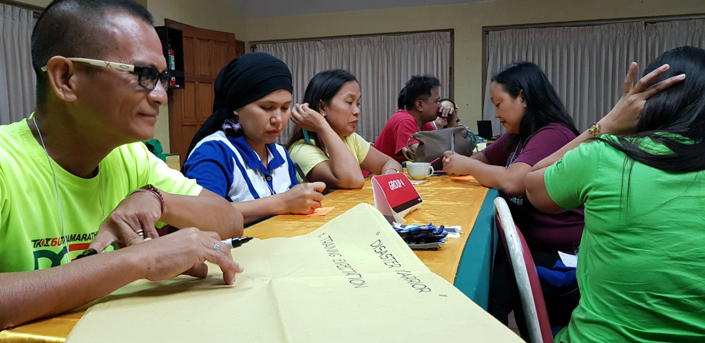 The participants brainstorm during the hazard focus assessment activity.