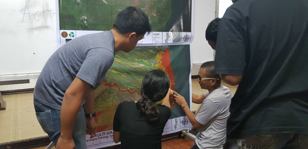 Using the multi-hazard map of UP NOAH, the participants were able to identify evacuation area and the safest route going to the evacuation site.