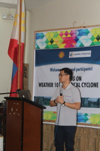 Junior Typhoon Specialist Adonis Manzan during one of the weather trainings conducted by WeatherPhilippines and PSFI in Coron, Palawan.