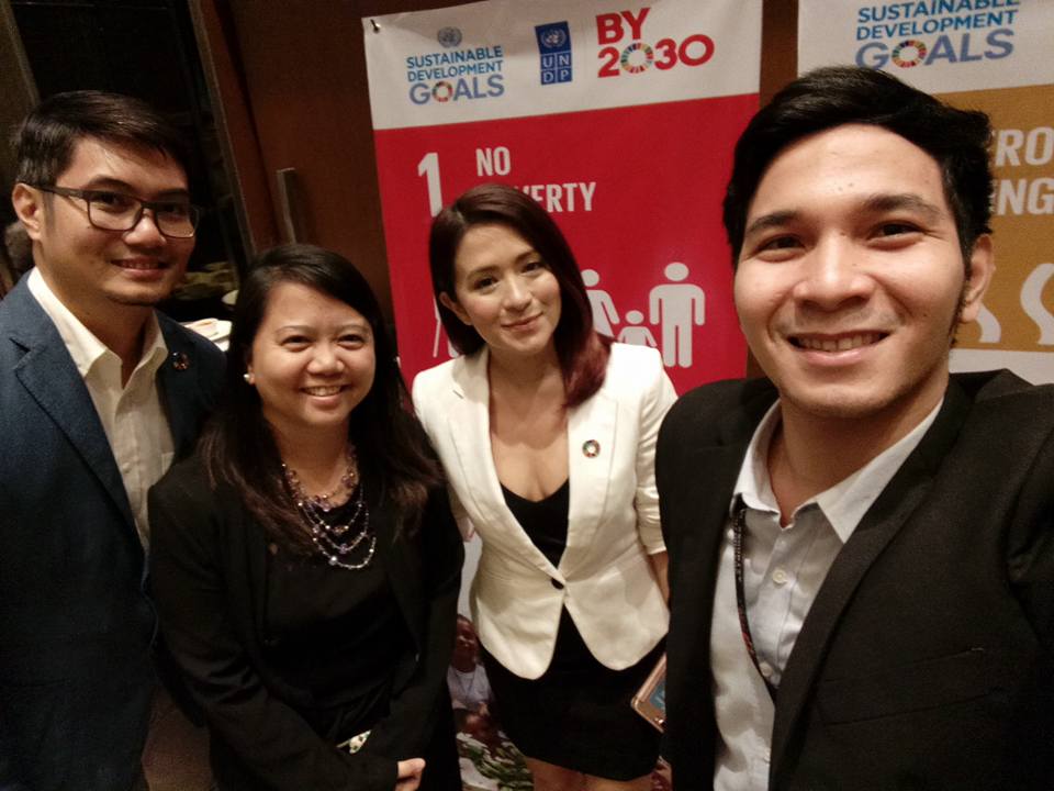NETWORKING OF SDG CHAMPIONS. The Sustainability Team at the launch of the report with Antoinette Taus, SDG supporter and founder of Communities Organized for Resource Allocation