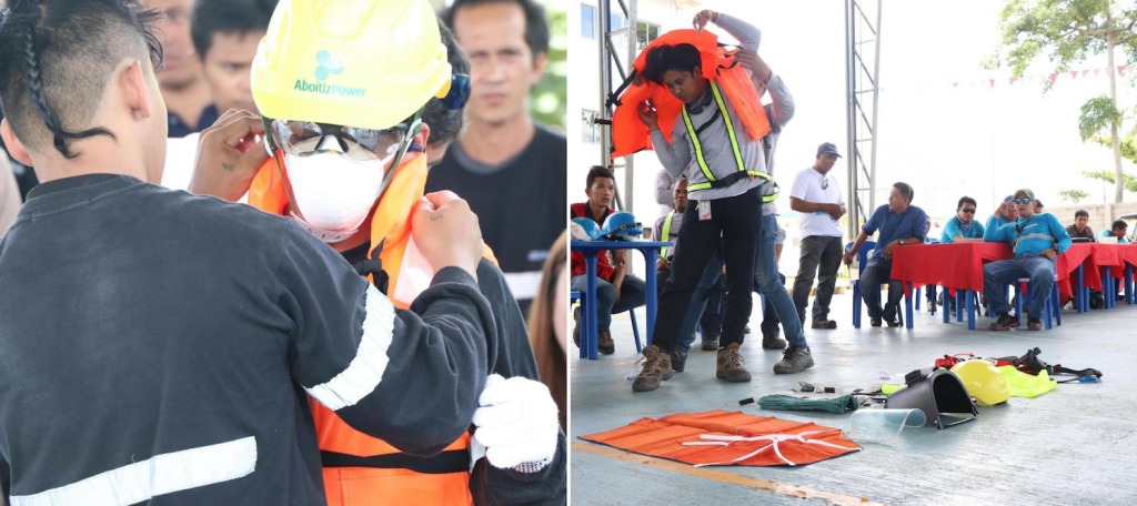 SUIT UP FOR SAFETY. TSI contractors showcase their knowledge on safety protocols during the PPE Donning competition, one of the various activities held for TSI’s partners for the celebration of 2 million safe man-hours and Contractors’ Day. 