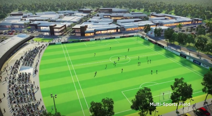 Artist's perspective of the multi-sports field at The Outlets at Lipa.